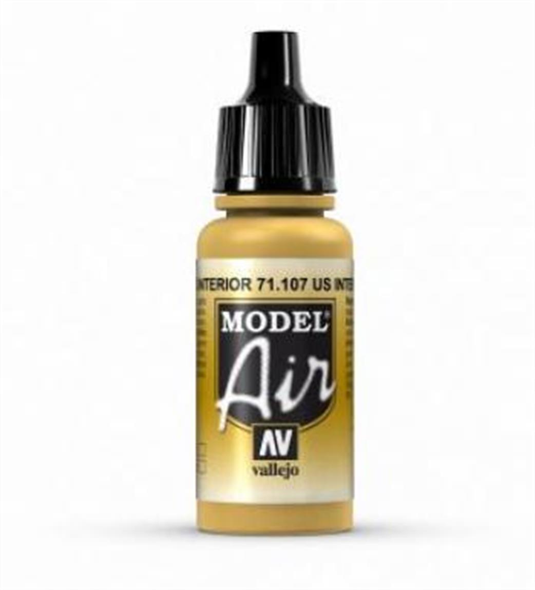 Vallejo  71107 107 Model Air US Interior Yellow Acrylic Paint Airbrush Ready 17ml