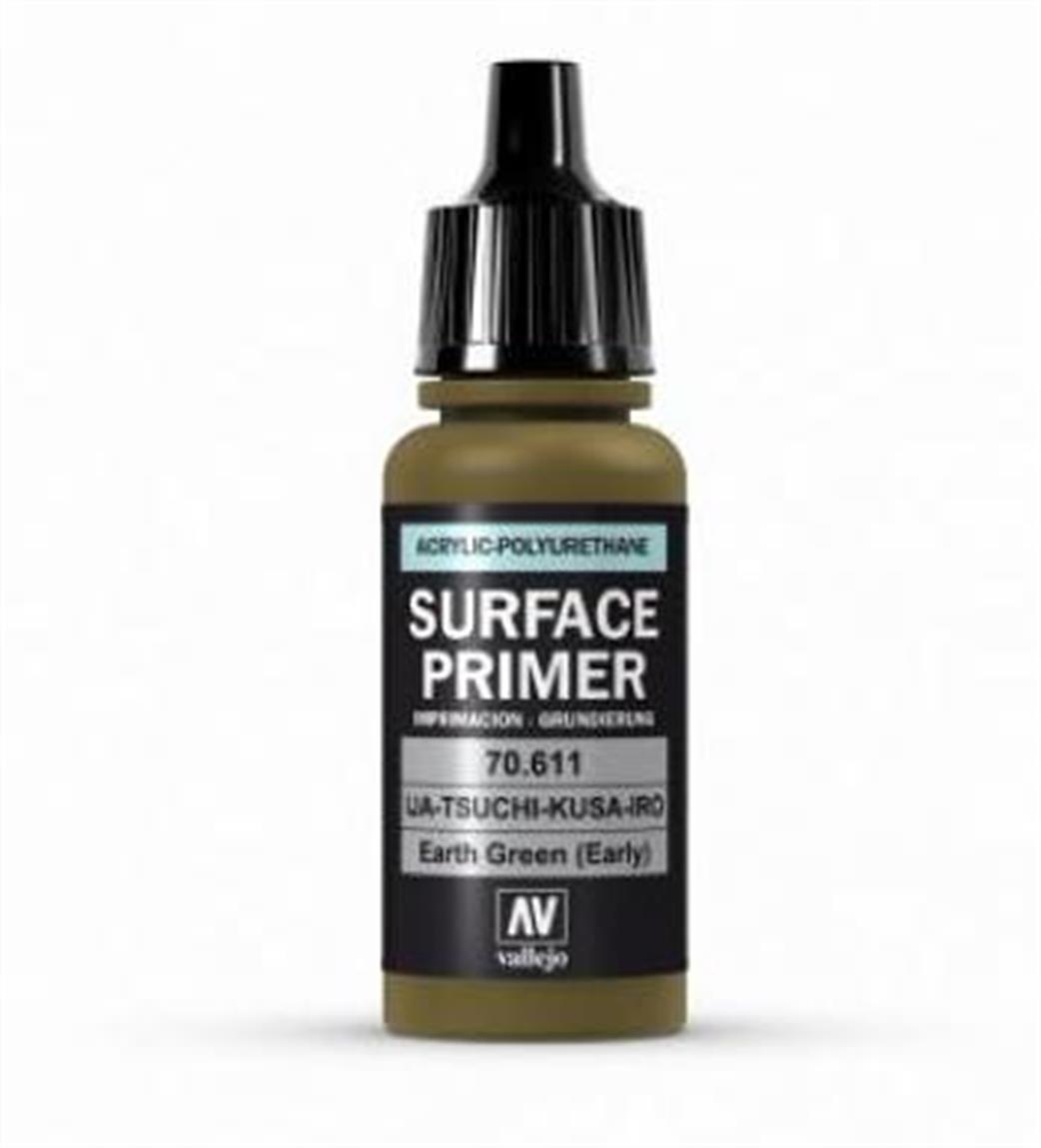 Vallejo 70611 Surface Primer Earth Green (Early) Acrylic Paint Airbrush Ready 17ml