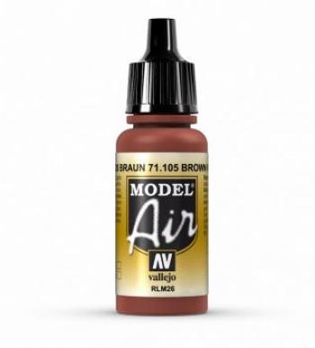 Vallejo  71105 105 Model Air Brown Acrylic Paint Airbrush Ready 17ml