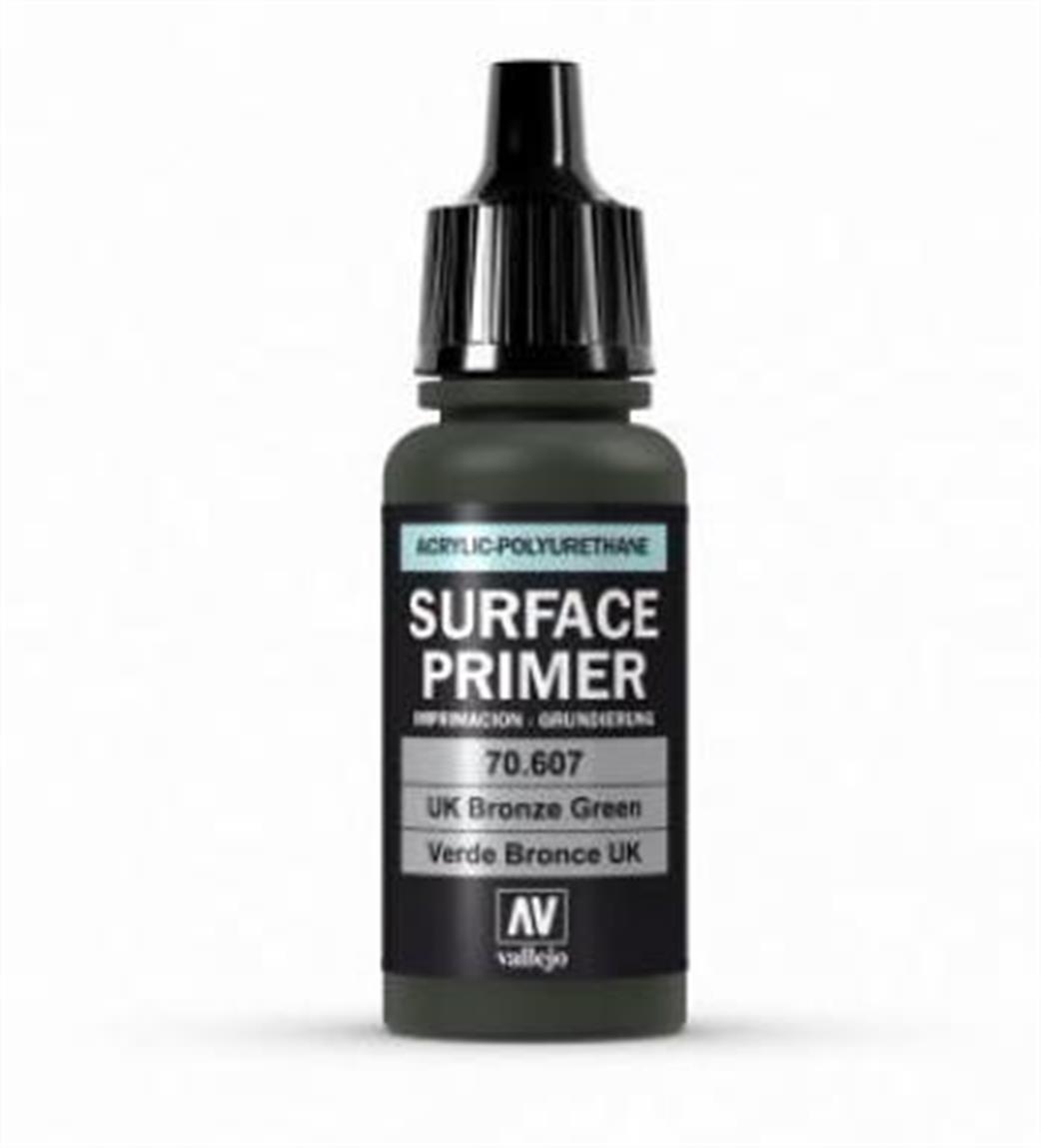 Vallejo  70607 Surface Primer UK Bronze Green Acrylic Paint Airbrush Ready 17ml