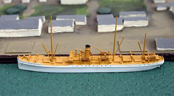 A 1/1250 scale metal model painted in white &amp; buff as a US refrigerated stores ship for the Great White Fleet on its round the world voyage. Culgoa was bought&nbsp; by the US during the Spanish American war to supply US fleets in the Pacific &amp; Caribean. She was not designated USS or USNS so that she could collect supplies from neutral ports without fear of internment.&nbsp;Later she would carry both official designations and she served with the Great White Fleet in tropical livery. She was in overall grey by 1912 and during WW1 she crossed the Atlantic to service US ships in Europe for a total of 7 crossings. Laid up in 1920, she was sold to trade but was scrapped in 1922.&nbsp;