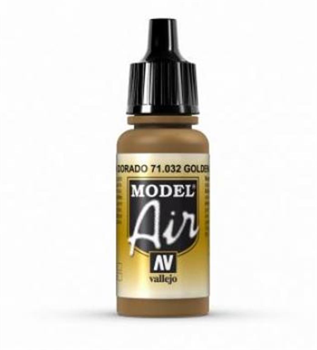 Vallejo  71032 032 Model Air Golden Brown Acrylic Paint Airbrush Ready 17ml