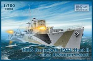 IBG Models 1/700 HMS Badsworth 1941 Hunt II Class Destroyer Escort Kit 70004Glue and paints are required