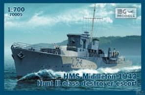 IBG Models 1/700 HMS Middleton 1942 Hunt II Class Destroyer Escort Kit 70005Glue and paints are required to assemble and complete the model (not included)