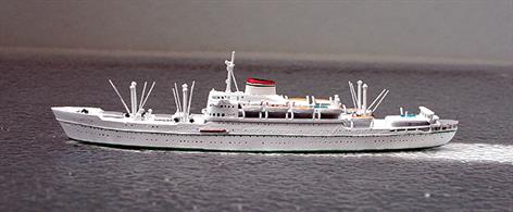 A 1/1250 scale model of Italia Line liner Rossini 1951-63 by CM Miniaturen CM-KR 341.