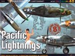 Pacific Lightnings Part 1A modellers archive of photographs, specification, colour profiles and complete with sheets of decals.Author: Andrzej Sadio &amp; Maciej Goralczyk.Publisher: Kagero.Paperback. 18pp. 27cm by 20cm.