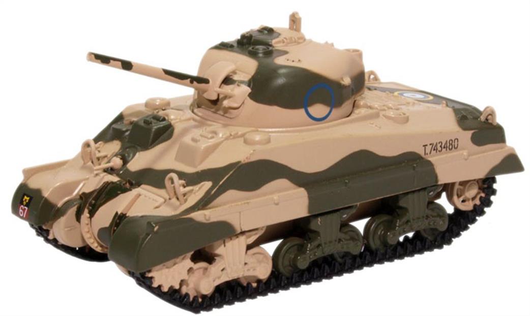 Oxford Diecast 1/76 76SM001 Sherman Tank Mk III 10th Armoured Division 1942