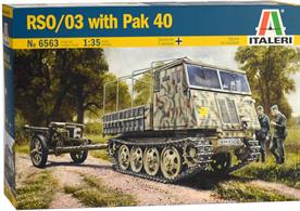 Italeri 6563 is a 1/35th scale plastic kit of a RSO/03 Towing Tractor and Pak 40 Field Gun