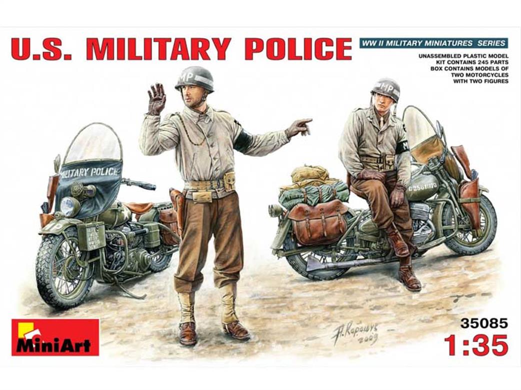 MiniArt 1/35 35085 US Military Police with Motorcycle Plastic Kit