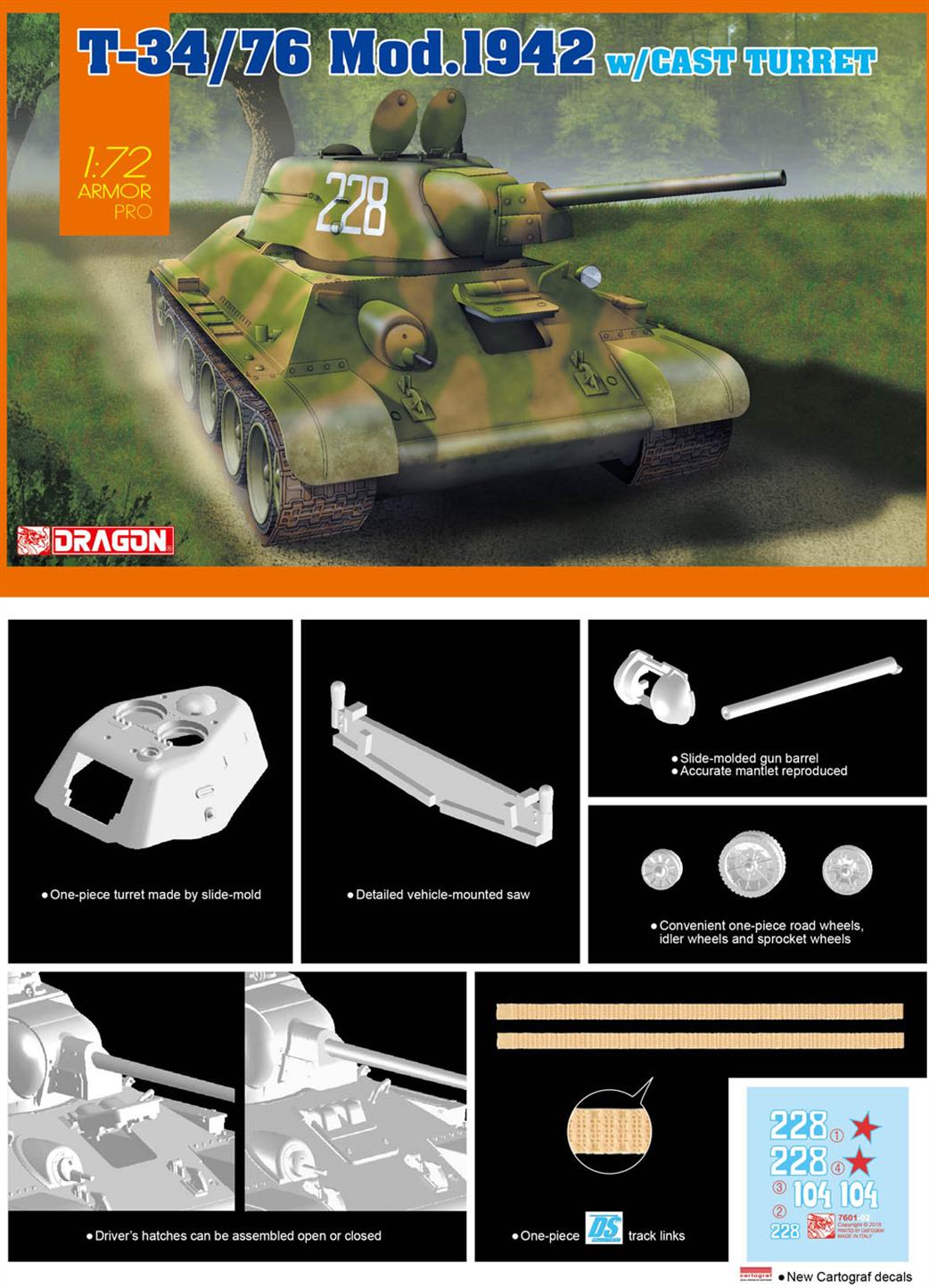 Dragon Models 7601 Russian T-34/76 Mod 1942 Cast Turret Kit 1/76