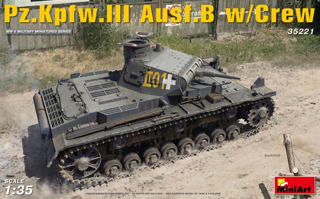 MiniArt 1/35 35221 German Pz.Kpfw.III Ausf B Tank Kit With Crew