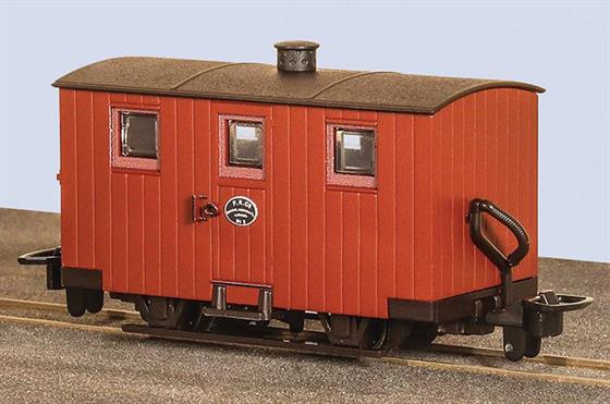 New model announced 2019. Price to be advised.The Festiniog Railway ordered a small fleet of very basic 4-wheel coaches to provide accommodation for quarry workers travelling to and from the slate quarries. Similar quarrymens, miners or workmens coaches were used by other narrow gauge lines.