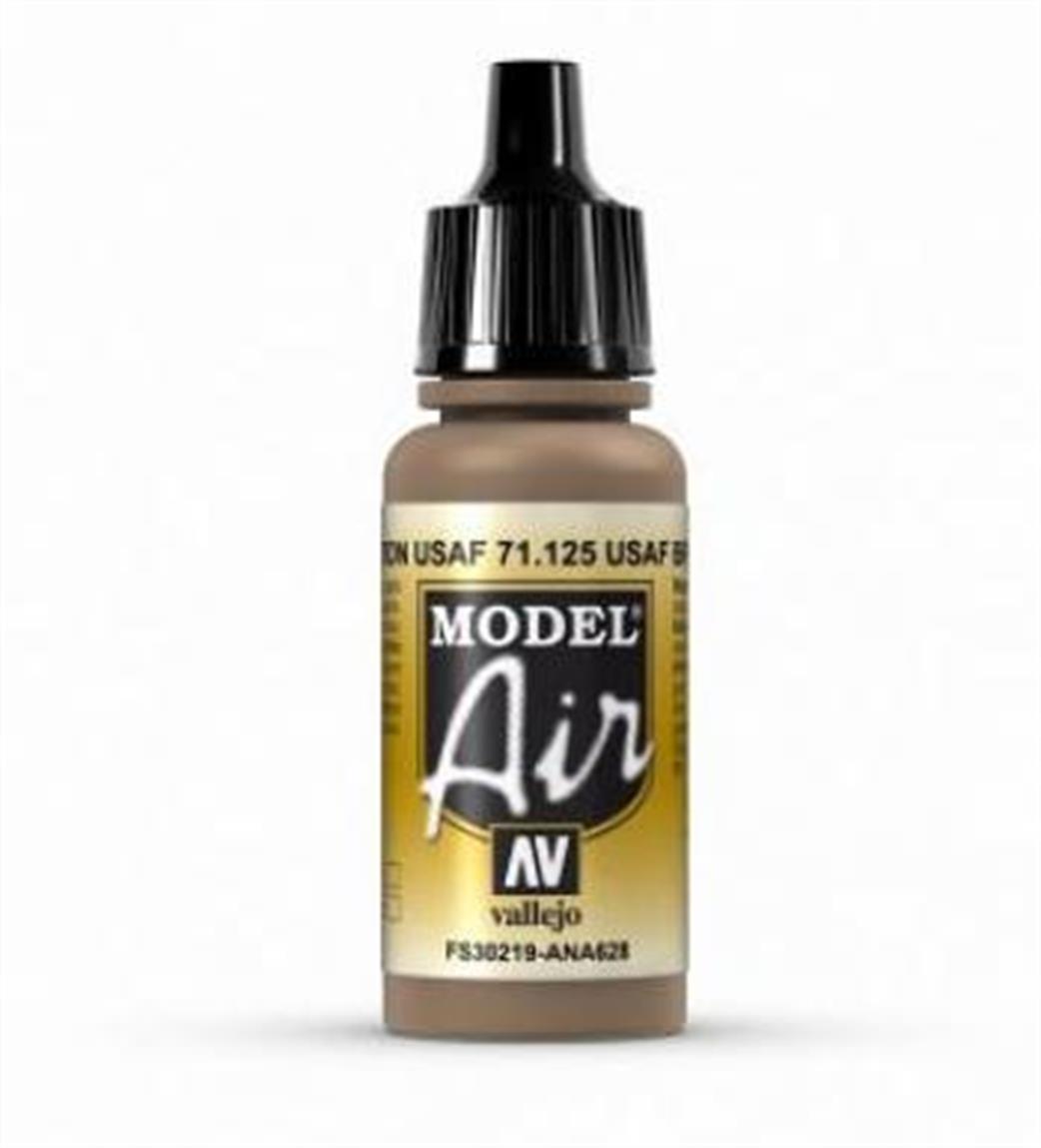 Vallejo 71125 125 Model Air USAF Brown Acrylic Paint Airbrush Ready 17ml