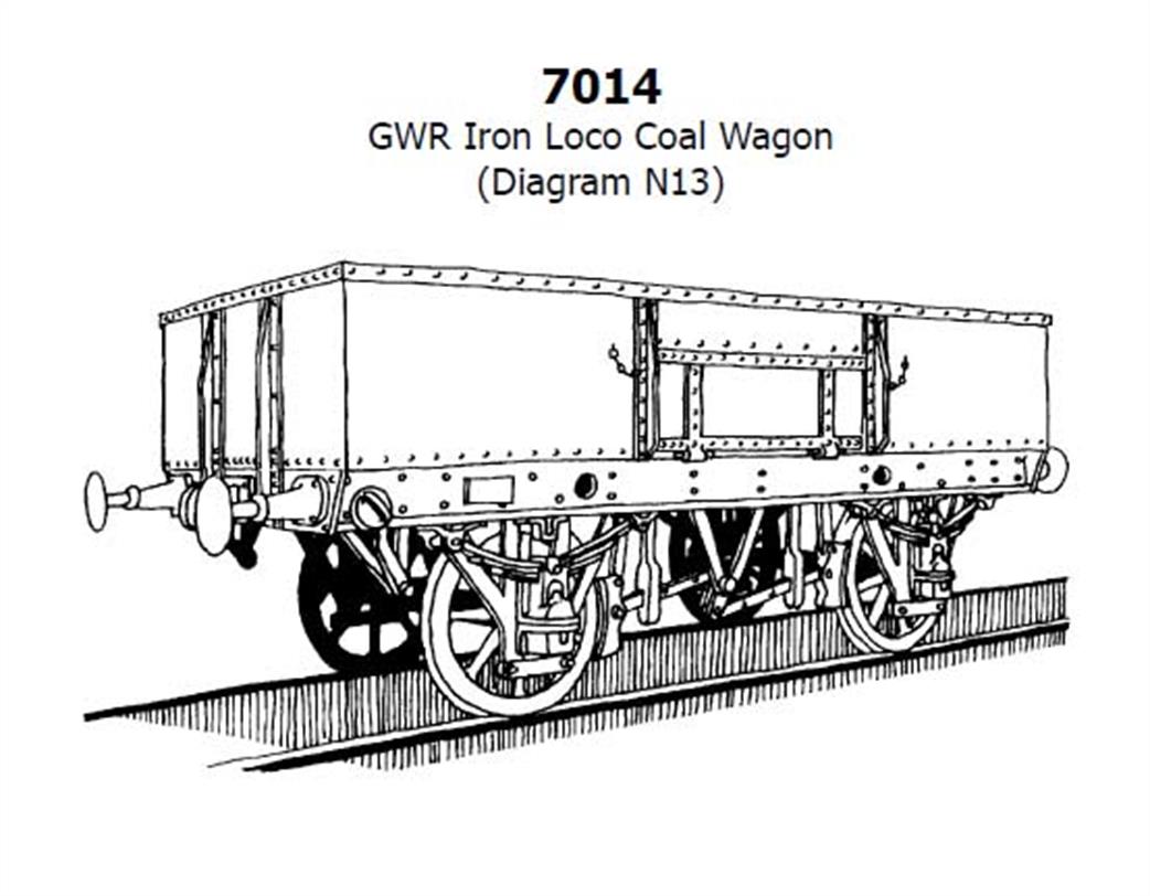 Slaters Plastikard 7014 GWR Diagram N13 Iron Bodied Loco Coal Wagon Plastic Kit O Gauge
