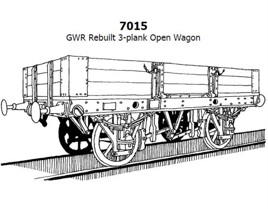 Slaters Plastikard 7015 GWR Rebuilt 3 Plank Open Mechandise Wagon Plastic Kit O Gauge