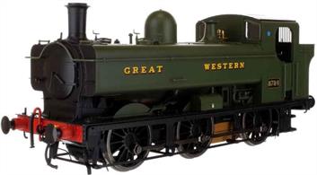 A highly detailed model of the GWR 8750 type panniers built from 1933, part of the 57xx class of 863 engines being built between 1929 and 1950. The 57xx became the mainstay of the GWRs small tank engine fleet for shunting, station pilot, pickup goods and branch line service.Model finished as 8784, one of the revised rounded cab locomotives of the 8750 sub-class, painted in GWR green livery.