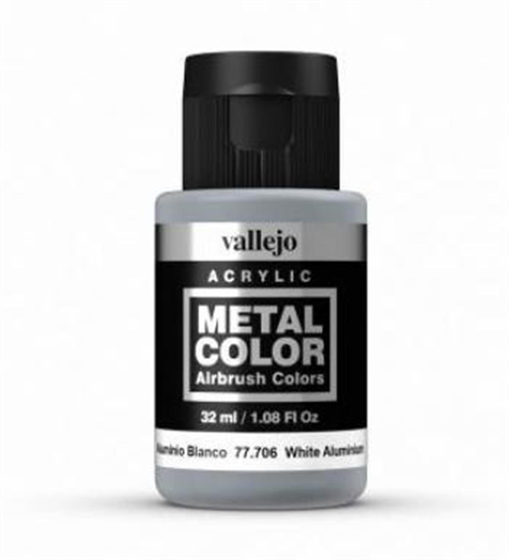 Vallejo  77706 Metal Color White Aluminiium Airbrush Color 32ml