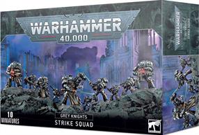 This multi-part plastic boxed set contains 236 components and 10 Citadel 32mm Round bases with which to make a Grey Knight Strike Squad.  Please note: these miniatures can also be assembled as a Grey Knight Interceptor Squad, a Grey Knight Purifier Squad or a Grey Knight Purgation Squad.