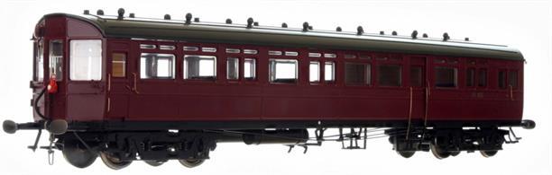 Highly detailed model of British Railways ex-GWR trailer autocoach number W40W painted in the post-1957 British Railways maroon livery.Fitted with metal wheels, sprung buffers and screw couplings. Lighting and DCC options available.Model expected January 2022.