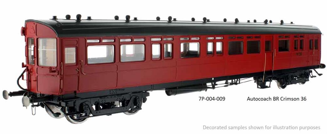 Dapol O Gauge 7P-004-009 BR(w) Autocoach No W36 Late 1950s Unlined Crimson Livery