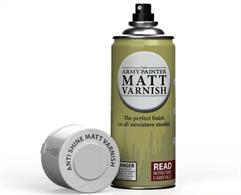400ml spray can of Satin varnish.A matt varnish finishing coat avoids unrealistic reflective surfaces being created on figures and clothing.