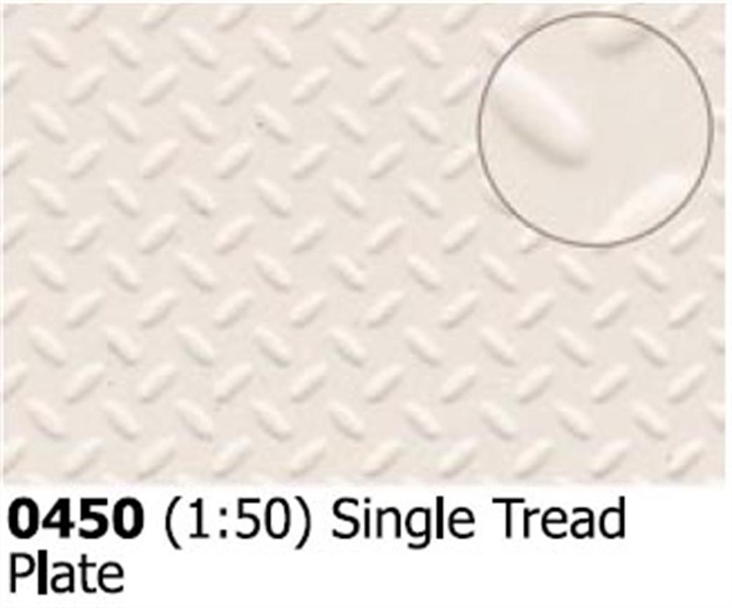 Slaters Plastikard 1/50 0450 Single Treadplate 1/50 Scale Embossed Plasticard