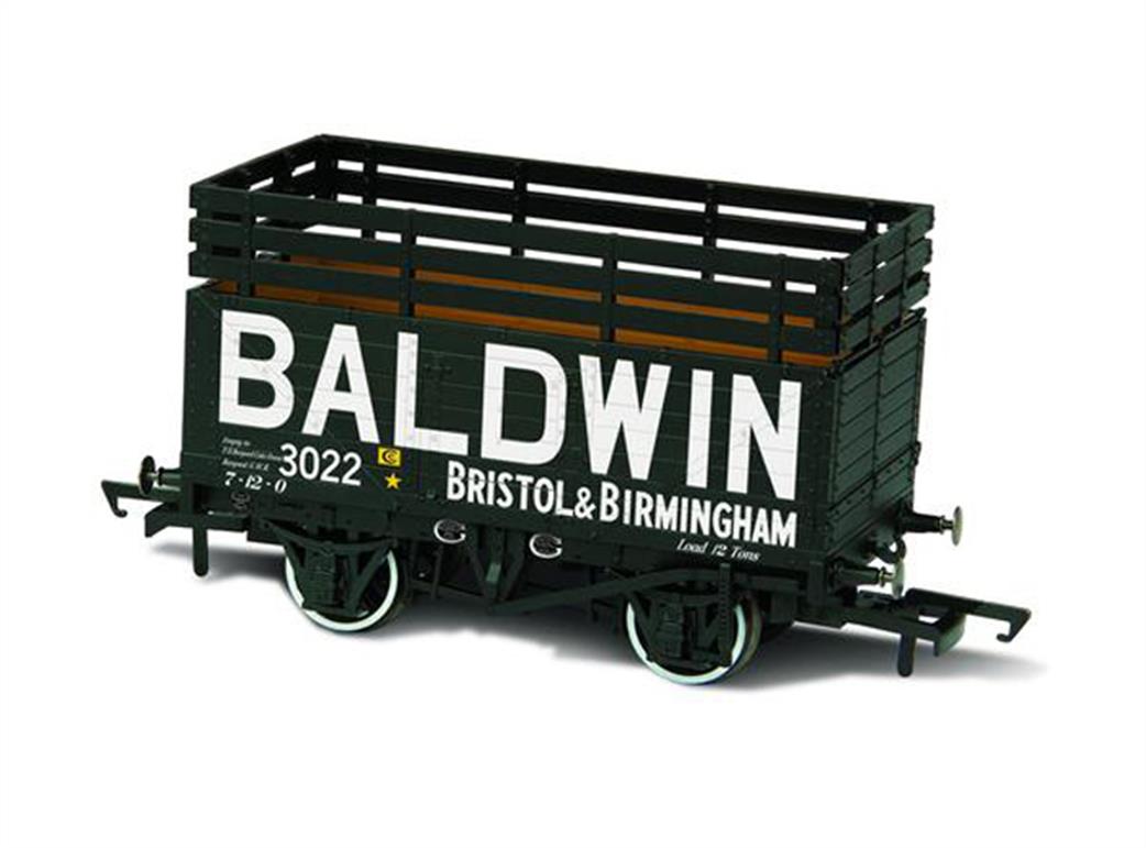 Oxford Rail OR76CK7006 Coke Wagon 7 Plank Baldwin 3022 Black with 3 Coke Rails OO