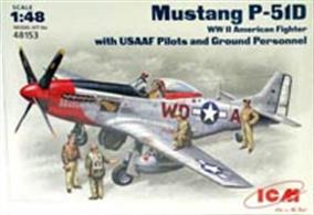 North-American P-51D Mustang with USAAF Pilots and Ground Personnel. The set includes kit of P-51D “Ridge Runner III" of Maj. Pierce McKennon, ace of 4th FG (ETO) and 5 figures of USAAF pilots and mechanics.