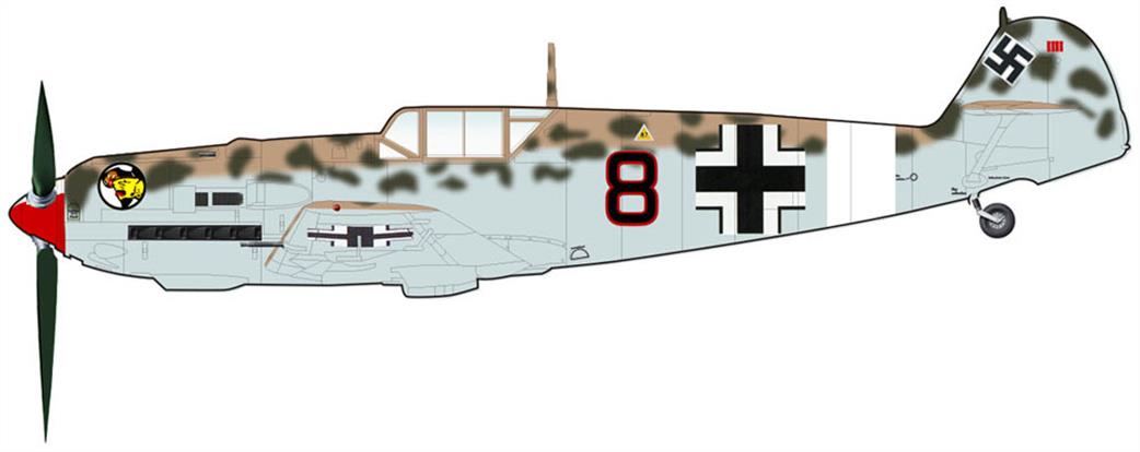 Hobby Master 1/48 HA8703 Messerschmitt BF109E-7/Trop Black 8, 2./JG 27, April 1941 WW2 Fighter