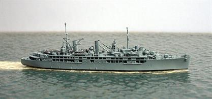 A 1/1250 scale metal model of the destroyer tender USS Piedmont AD.17 in 1944.