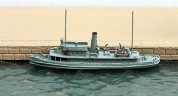A 1/1250 scale metal model of Genesee requesitioned from the Philadelphia and Reading Railway in 1917 for service in WW1.