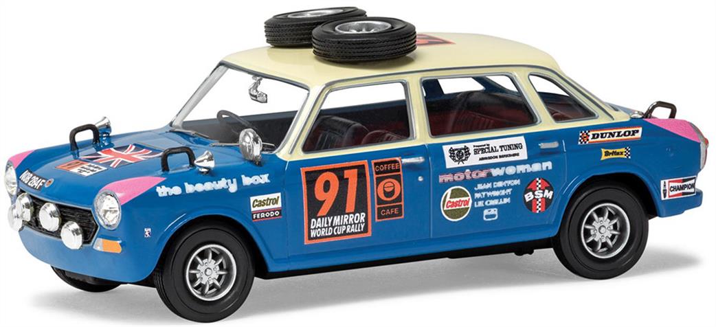 Corgi 1/43 VA08913 Morris 1800 Mk2 1970 World Cup Rally, 2nd in Ladies’ Prize, 18th overall