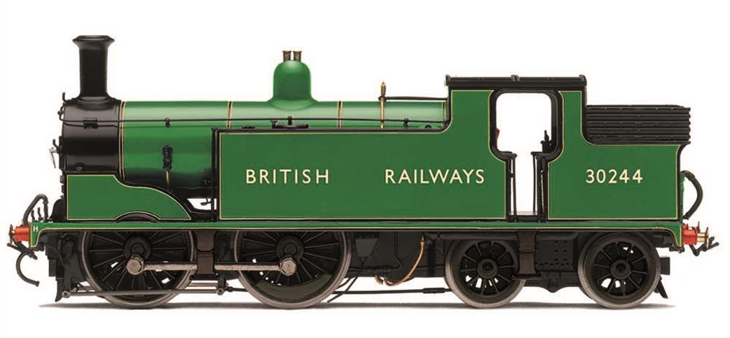 Hornby OO R30140 BR 30244 ex-SR Class M7 0-4-4T Malachite Green Lettered BRITISH RAILWAYS, 30244 - Era 3