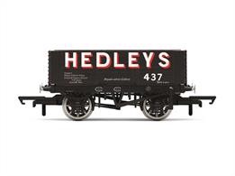 Model of Hedleys 10 ton capacity 6 plank open coal wagon number 437 marked Empty to Raglan Colliery, Cardiff &amp; Ogmore BranchThis open wagon is fitted with NEM couplings and metal wheels, allowing it to roll freely and therefore allowing wagons to run in long rakes behind even small locomotives as may sometimes be tasked with hauling them. This wagon also has internal plank detailing, a load need not be fitted if you do not wish to add one.