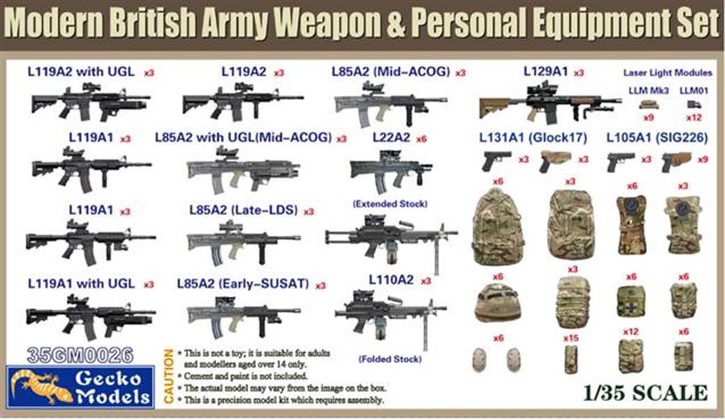 Gecko Models 1/35 35GM0026 Modern British Army Weapon & Personal Equipment Set