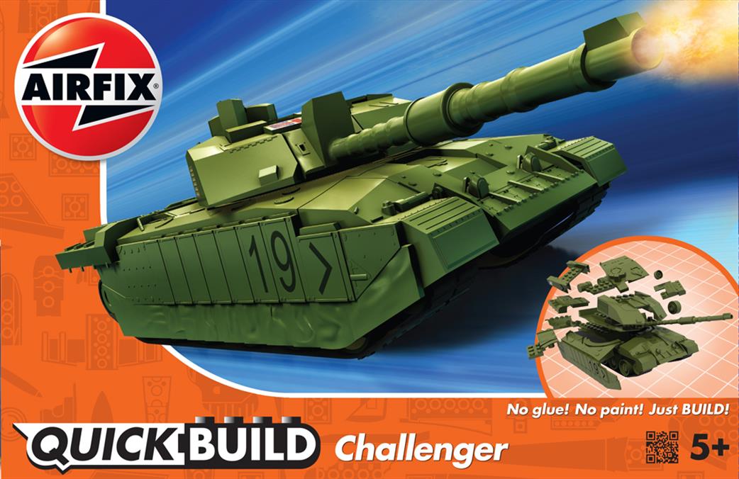 Airfix  J6022 Quickbuild Challenger Tank Green Clip together Block Model