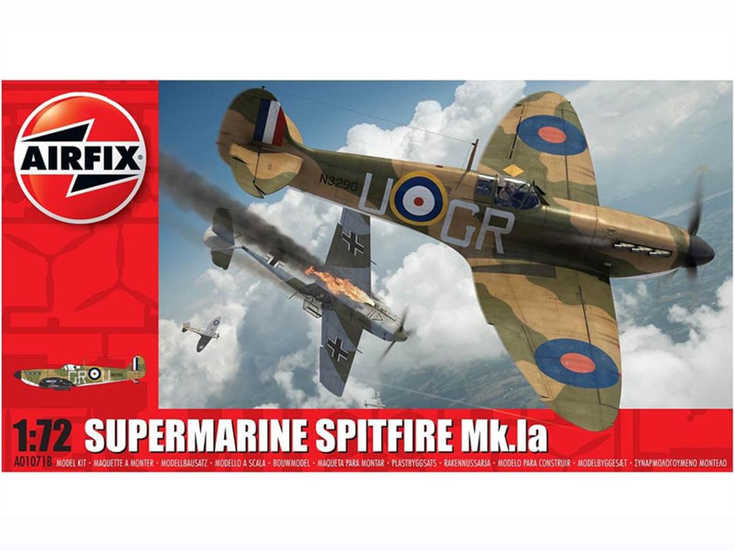 Airfix A01071B Spitfire Mk1 World War 2 Fighter Aircraft Kit 1/72