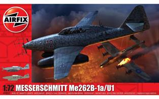 Airfix A04062 1/72nd Messerschmitt Me 262B-1a/u1 Fighter Aircraft KitNumber of Parts   Length 152mm Wingspan 192mm