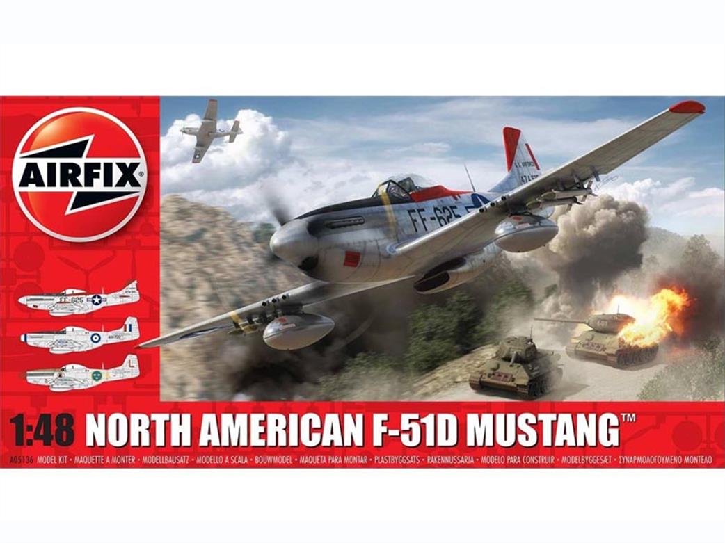Airfix 1/48 A05136 North American F-51D Mustang Fighter Aircraft Kit