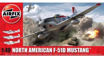 Airfix A05136 1/48th North American F-51D Mustang Fighter Aircraft KitNumber of Parts 147  Length 205mm Wingspan 236mm