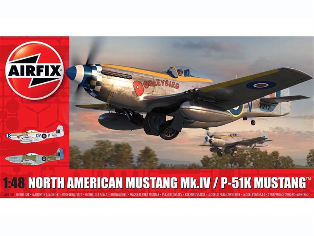 Airfix 1/48 A05137 North American Mustang Mk. IV Fighter Aircraft Kit