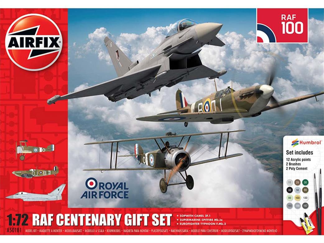 Airfix A50181 RAF Centenary Gift Set with Camel - Spitfire & Typhoon 1/72