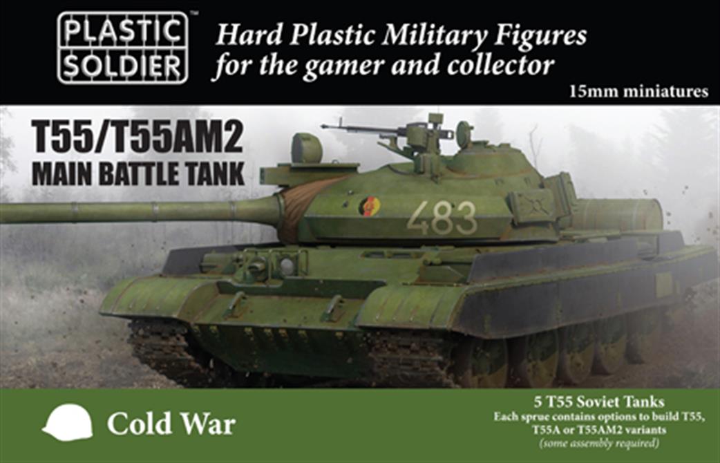 Plastic Soldier 15mm MODV15001 Cold War T55/T55AM2 Soviet Tank Pack of 5