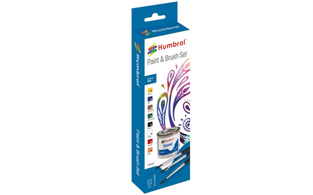 Humbrol  AA9061 Enamel Matt Paint and Brush Set