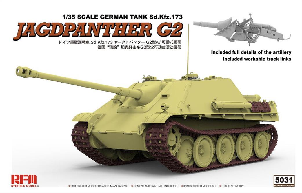 Rye Field Model 1/35 RM5031 Jagdpanther G2 with Workable Track Links Plastic kit