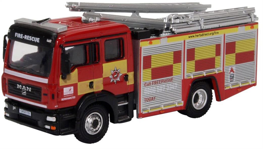 Oxford Diecast 1/76 76MFE005 MAN Pump Ladder Fire Engine Hertfordshire Fire & Rescue