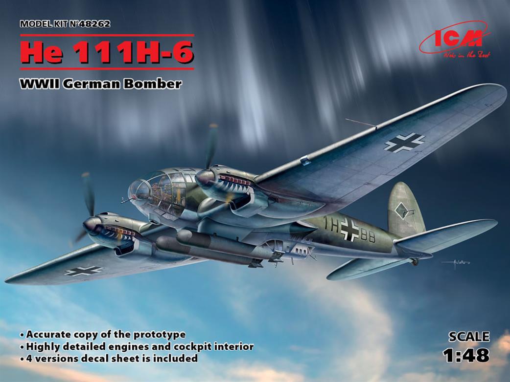 ICM 1/48 48262 He 111H-6 German WW2 Torpedo Bomber Plastic Kit