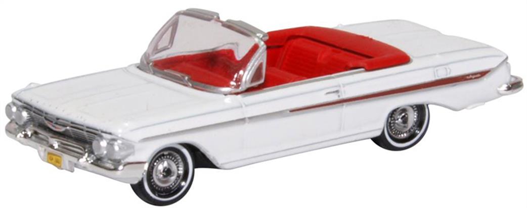 Oxford Diecast 1/87 87CI61003 Chevrolet Impala 1961 Convertible White/Roman Red