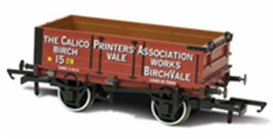 Oxford Rail OR76MW4010 OO Calico Printers Association 15 4 Plank Mineral WagonOxford Rail have choosen the North British Railway 'Jubilee' design coal wagon with its distinctive heavily braced end door as the prototype for their 4 plank wagon.