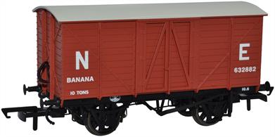 Detailed model of a Great Eastern Railway design banana van finished in LNER livery.In addtiion to serving on the LNER many of these vans were loaned to the Southern to convey bananas landed at Southampton.